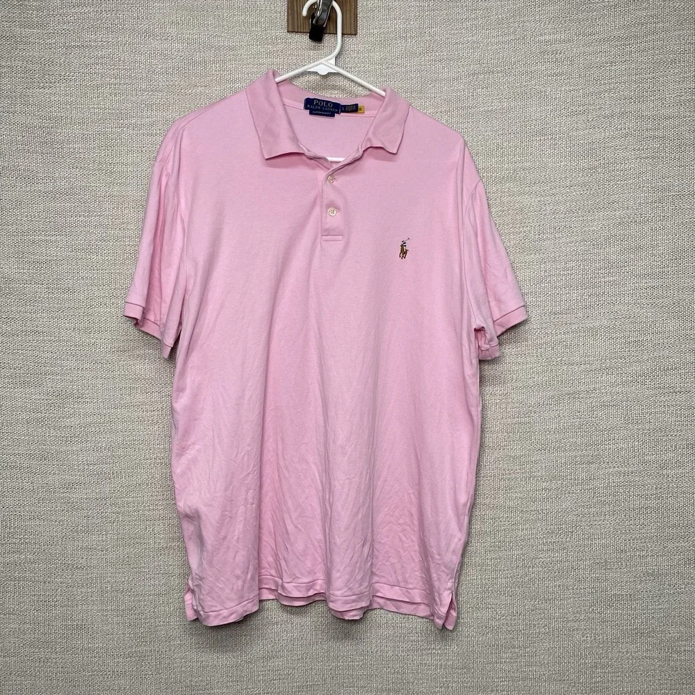 Lot of 2 Polo Ralph Lauren Polo L S/S Cotton Custom Slim Fit Flesh Pony Preppy